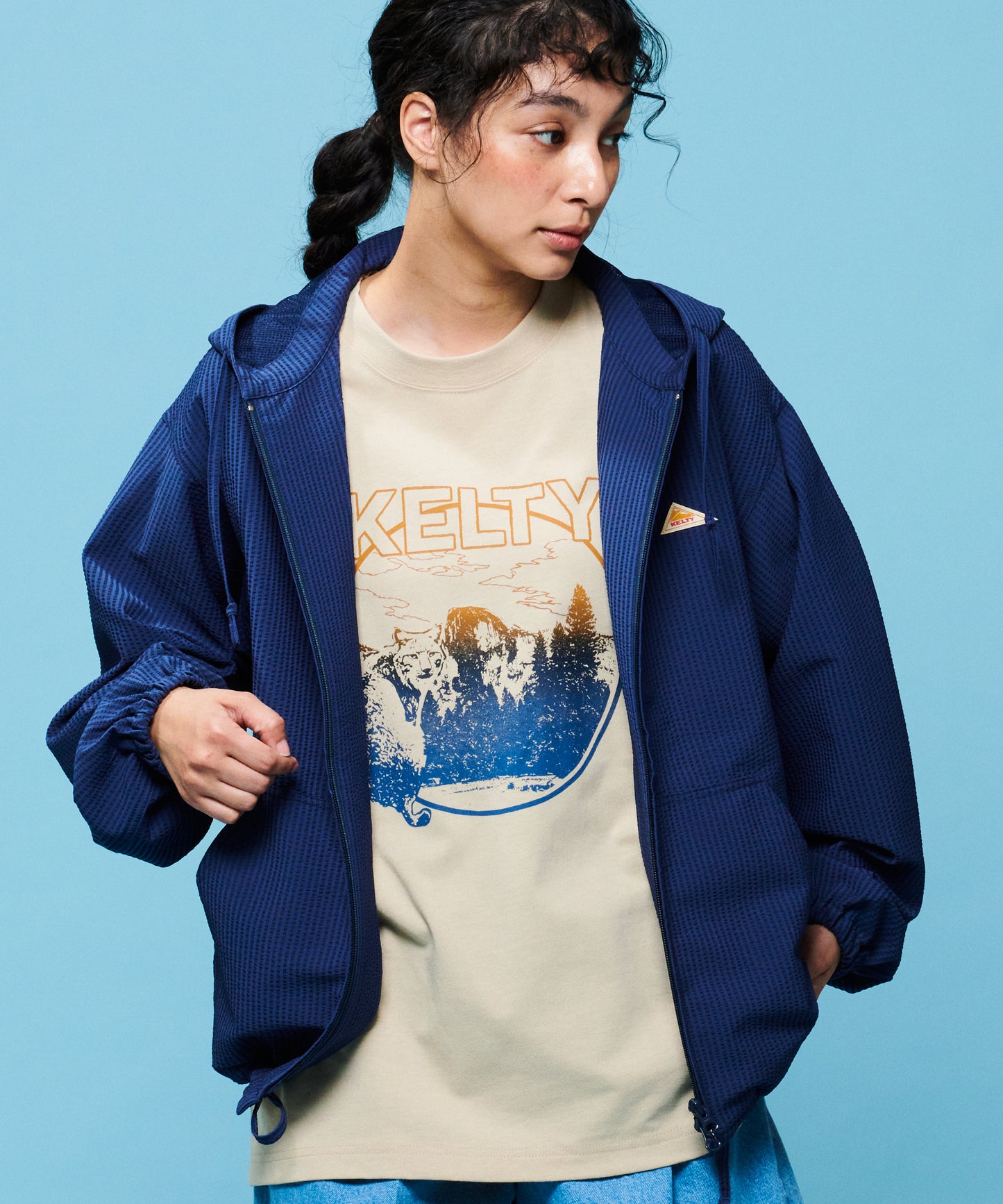 Seersucker retro zip hoodie / シアサッカーレトロジップパーカー