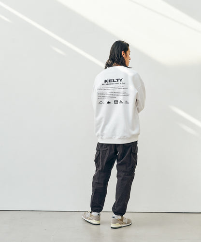 バックヒストリーロゴクルーネックスウェット