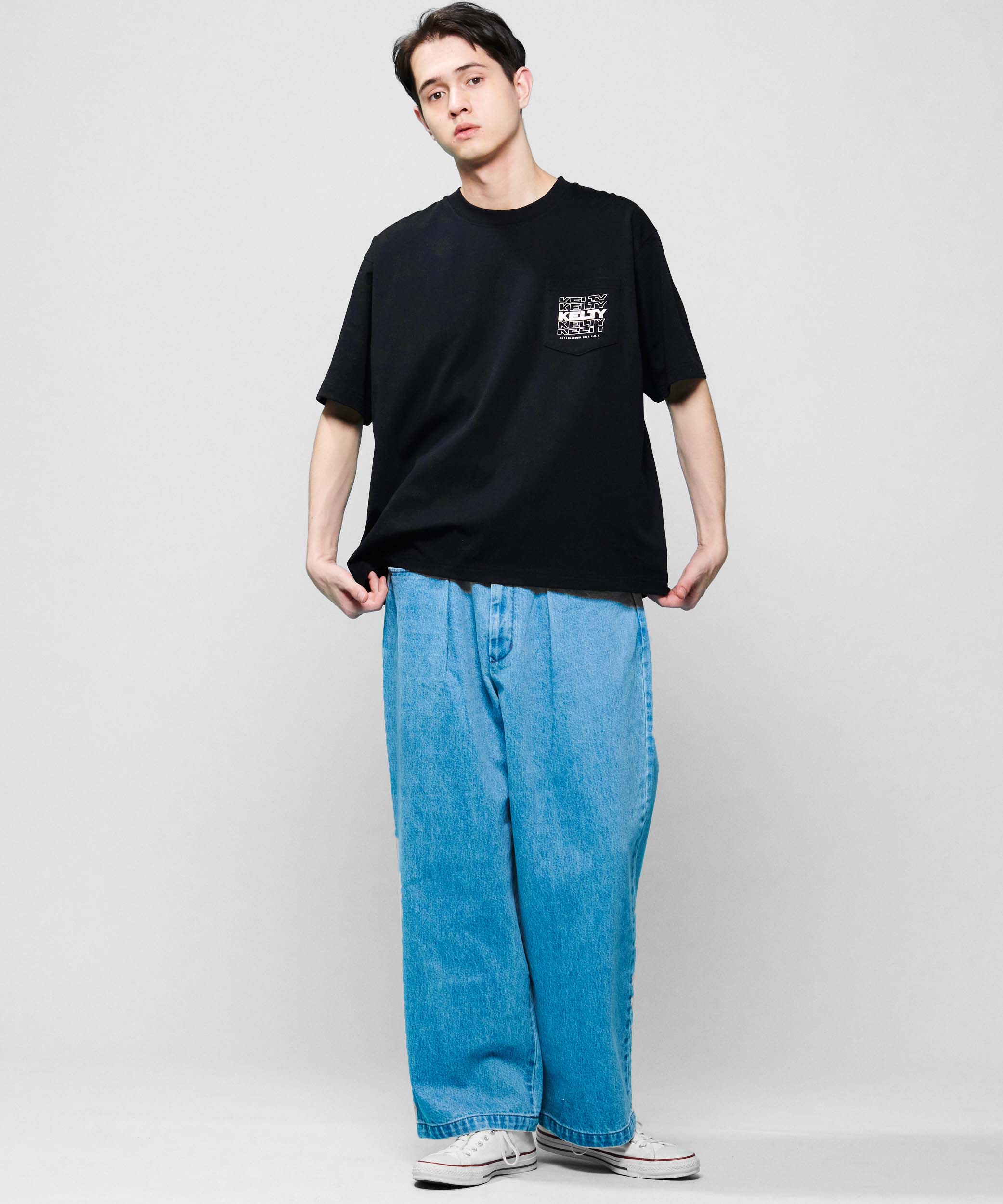 【KELTY APPAREL】タイポロゴポケットTシャツ Black / M