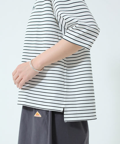 ワッペンロゴハーフスリーブボーダーTシャツ