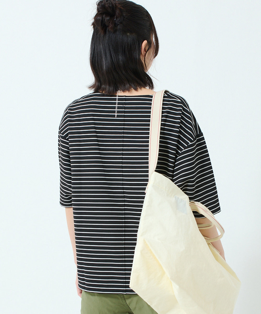 ワッペンロゴハーフスリーブボーダーTシャツ